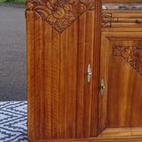Buffet Art Déco en noyer avec marbres et guérites