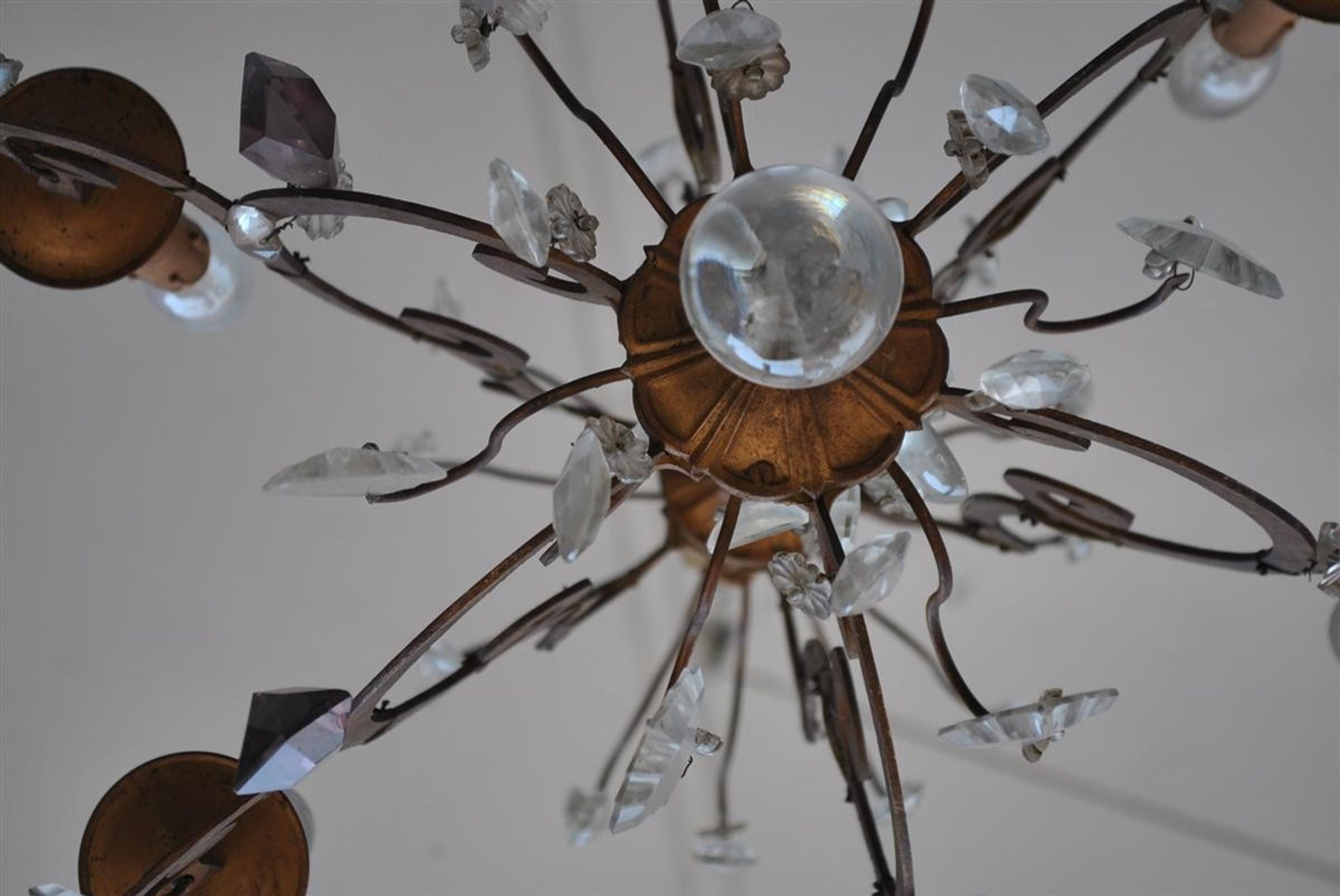 Lustre pampilles doré époque fin XIXème 6 feux
