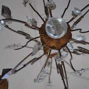 Lustre pampilles doré époque fin XIXème 6 feux