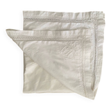 White cotton pillowcase with embroidery and monogram from the 1960s.