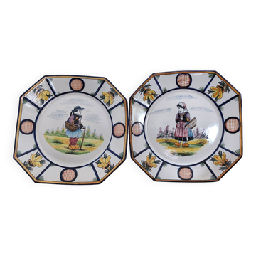 2 Henriot Quimper plates