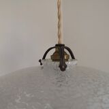 French Vintage 1930s White Frilled Clichy Glass Lampshade Ceiling Light