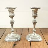 Silver metal candlesticks