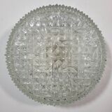 Vintage wall lamp in glass and black lacquered metal 1950s