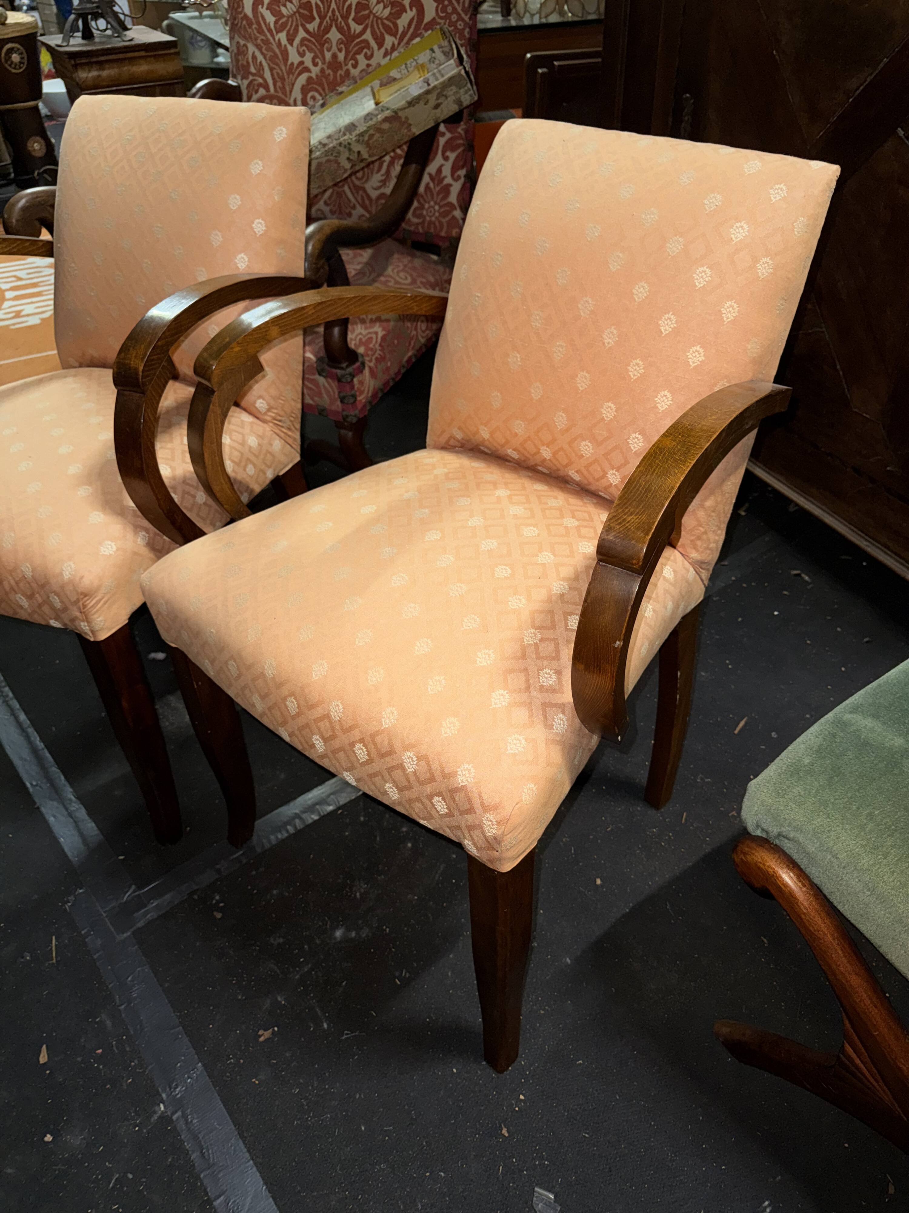 Pair of Art Deco bridge armchairs - horseshoe seat - 1930s