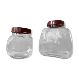 Set of 2 Sisa glass grocery jars and bakelite lids