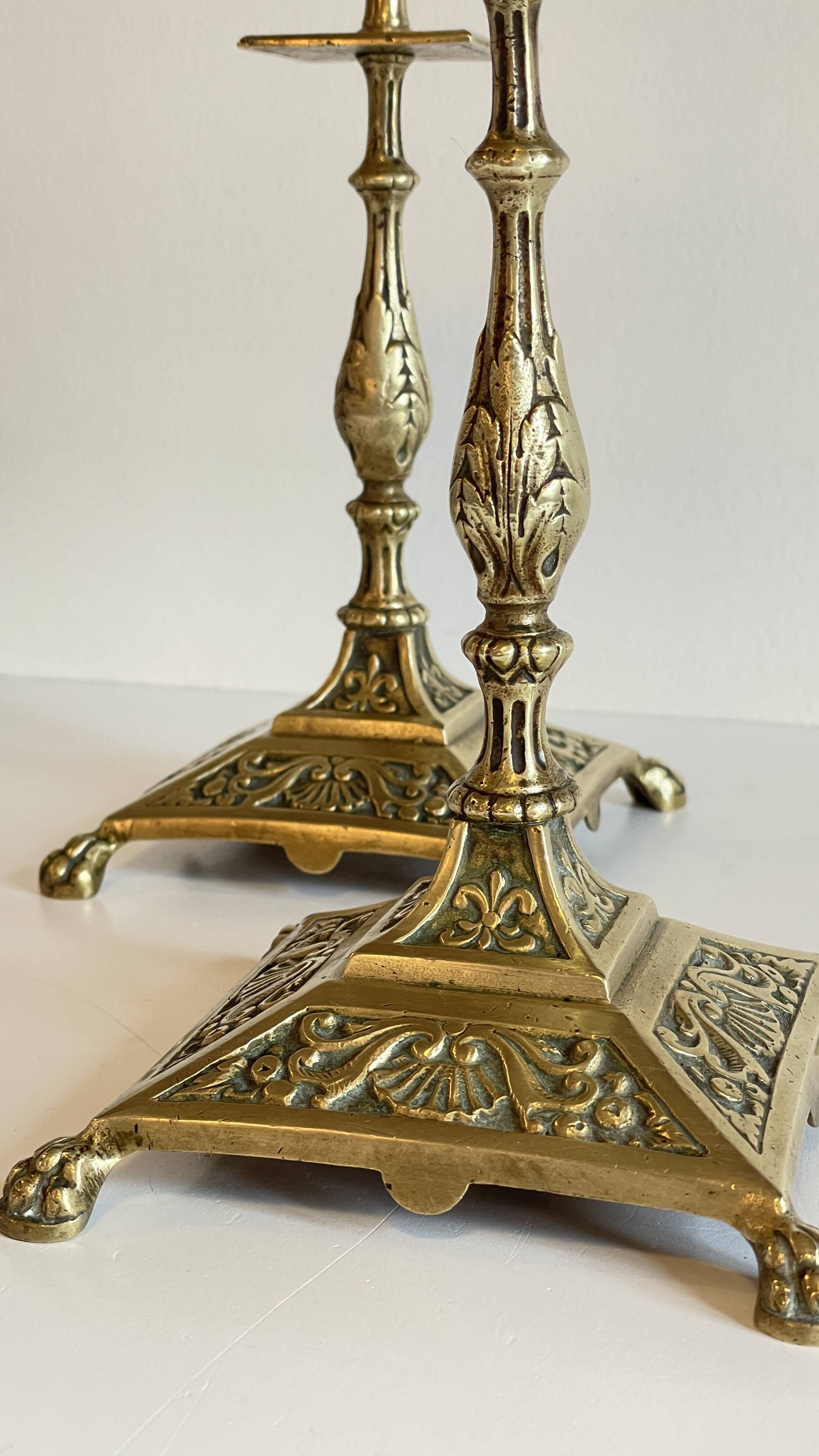 Antique Lion's Paw Candlesticks