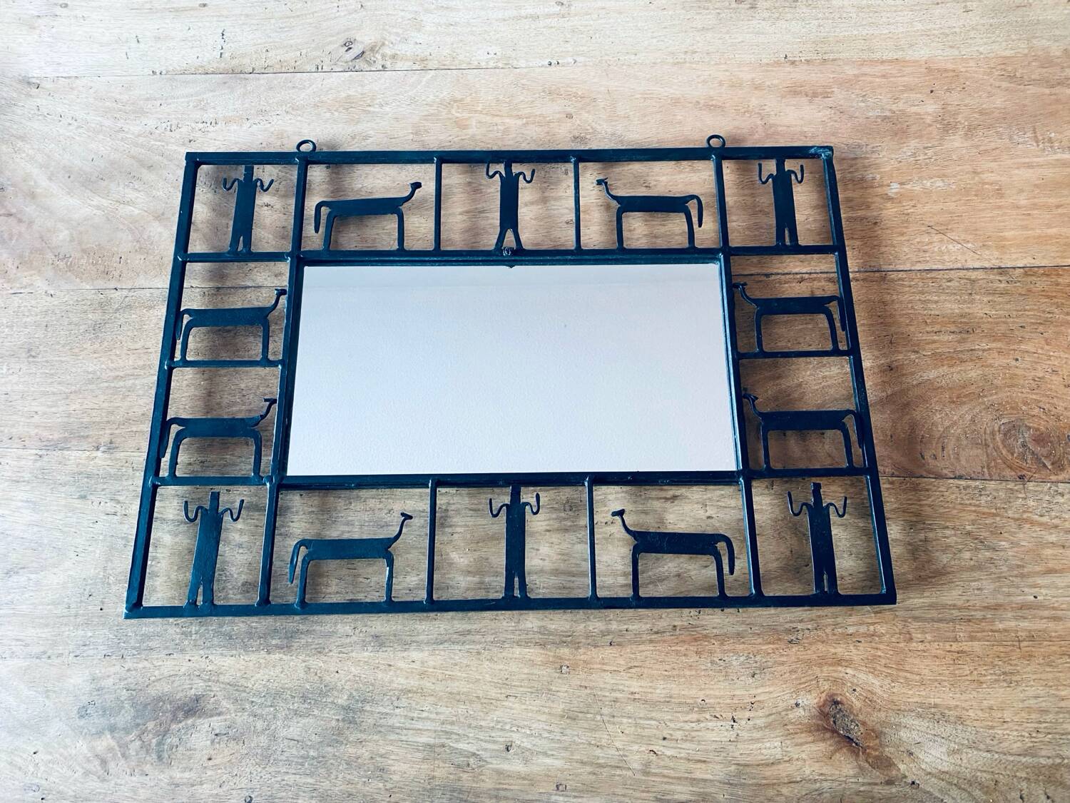 Rectangular wrought iron mirror, Frederick Weinberg
