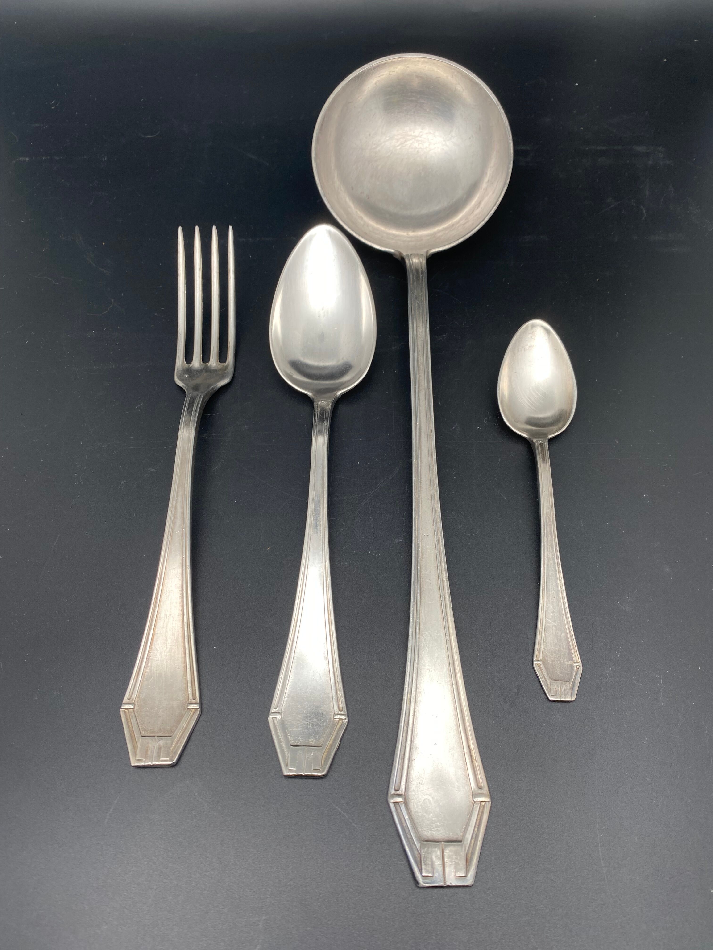 Art Deco silver metal cutlery set