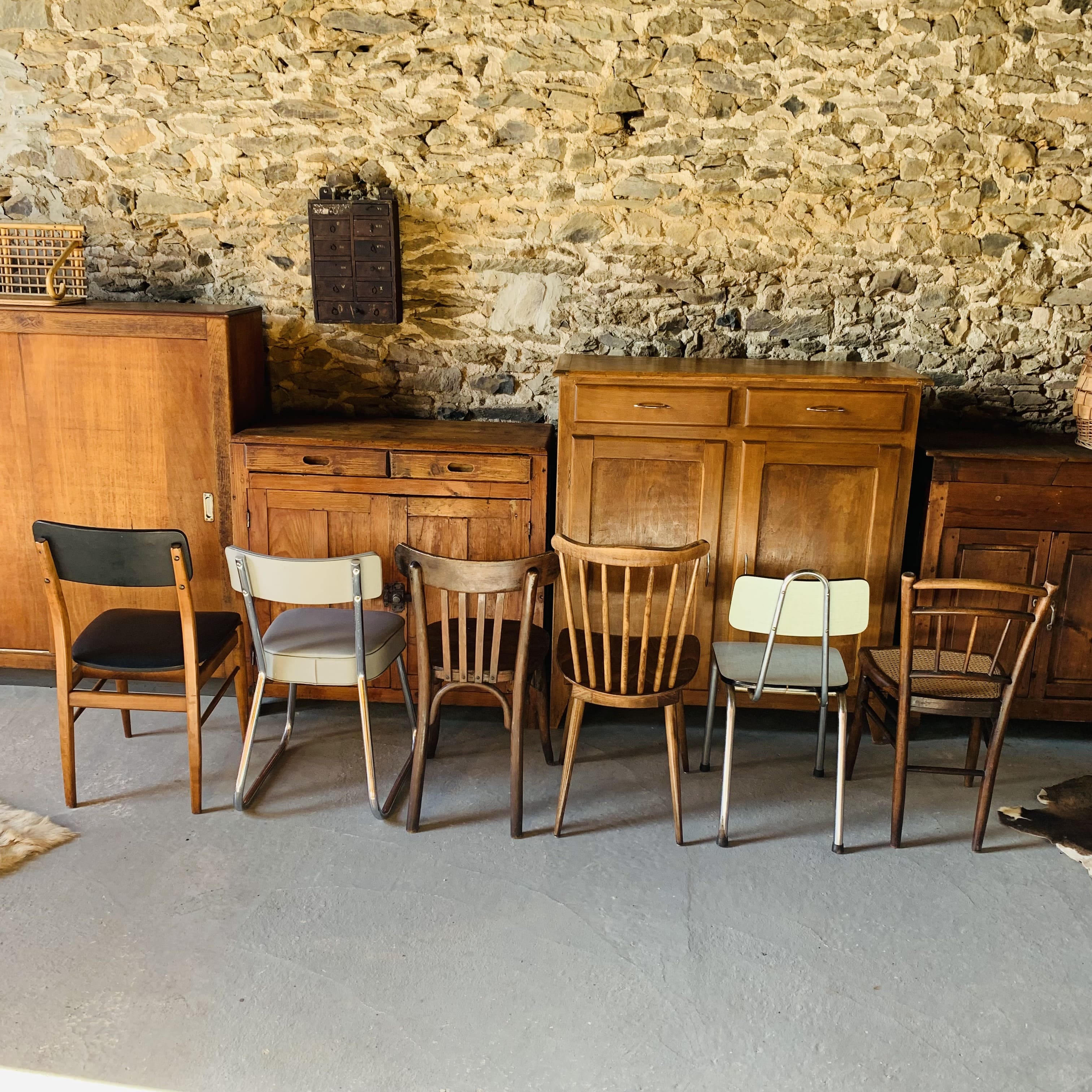 Set of 6 mismatched chairs