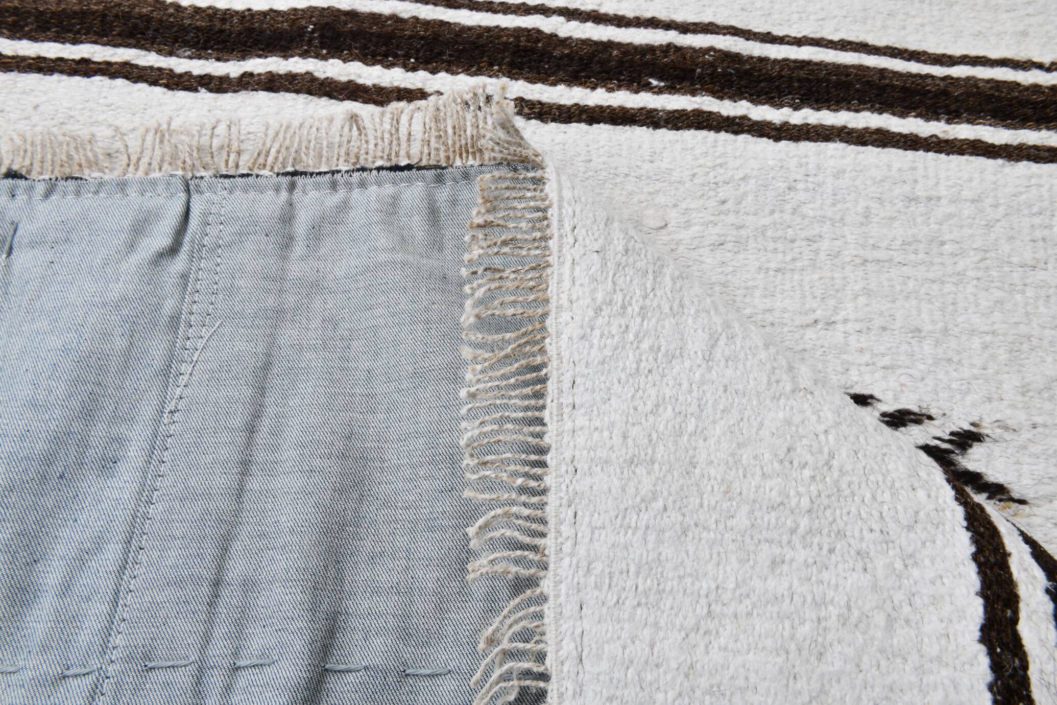 White Brown Striped Turkish Runner Rug, 70x310Cm