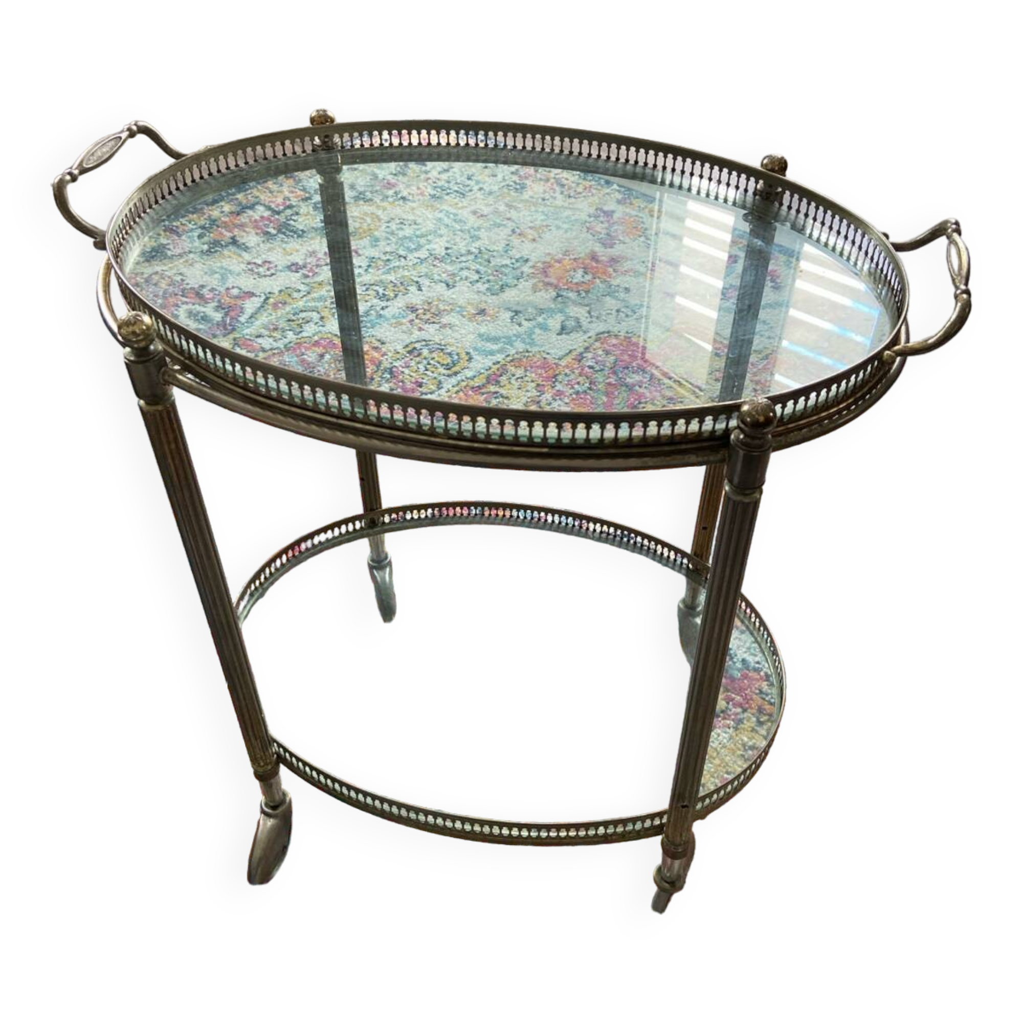 Glass and meral coffee table