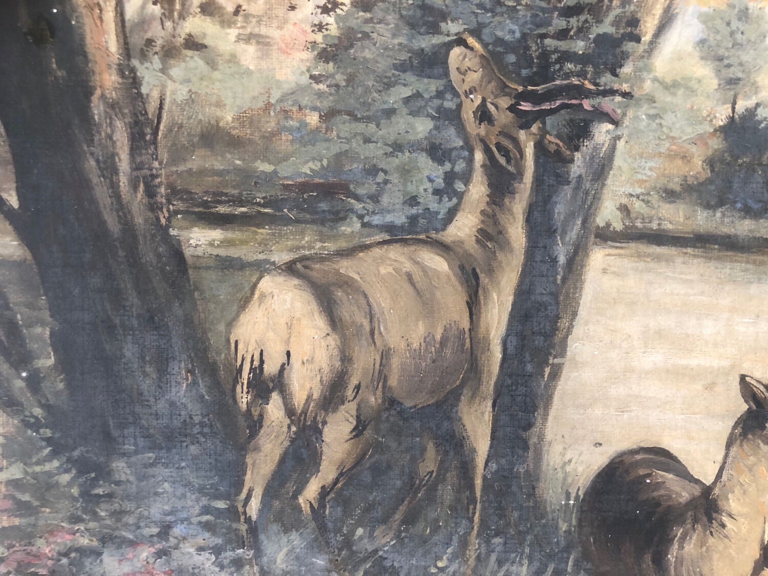 Old painting oil on canvas signed and dated 36