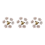 Set of 3 Charming Murano Vintage Ceiling Light Pink Flowers, 1970s