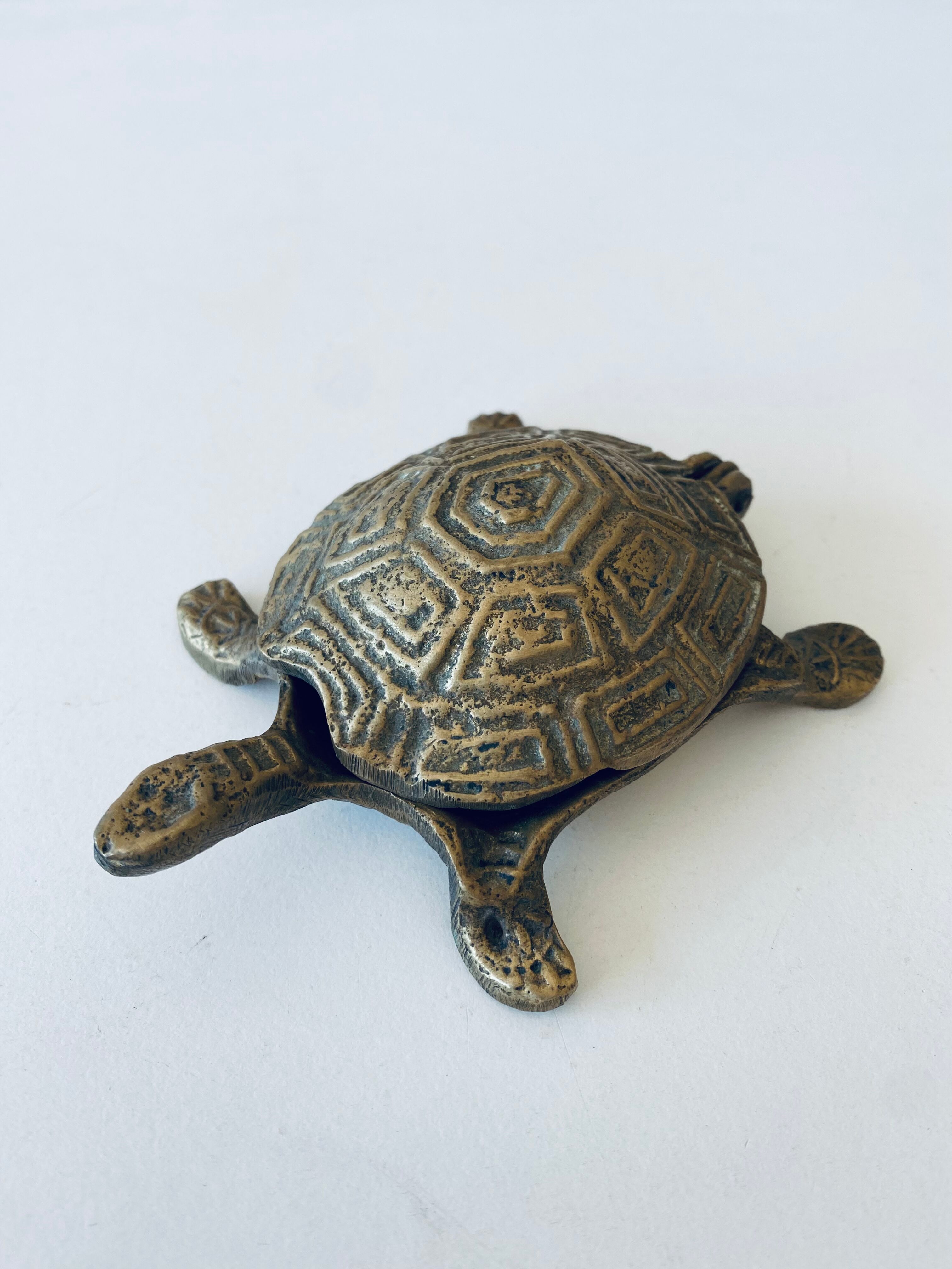 Brass turtle ashtray