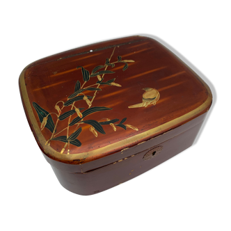 Boite bois laqué japonaise décor d’oiseau Japan Wood Lacquer box Meiji