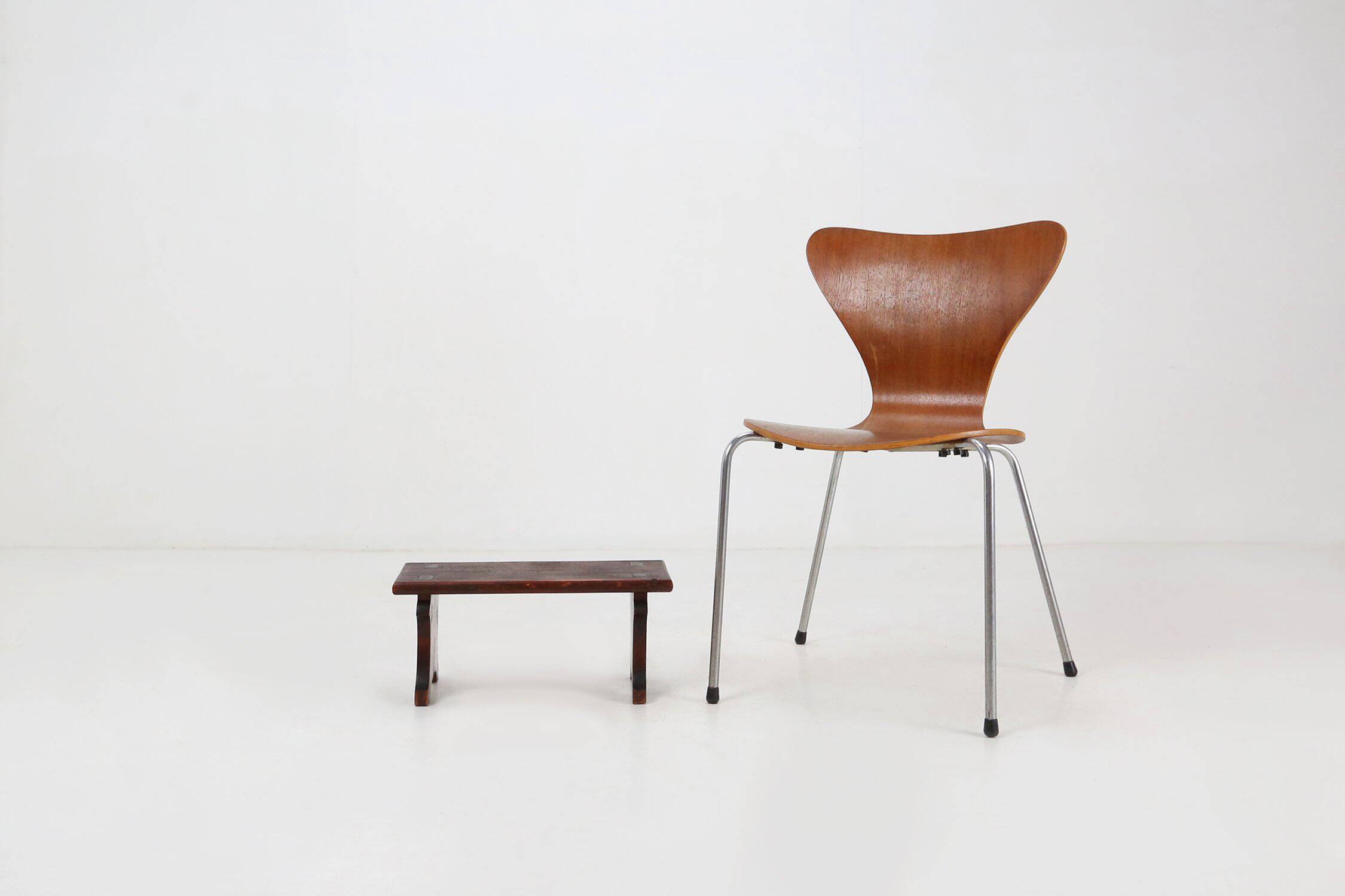 Rustic hand crafted wooden stool, France ca. 1880