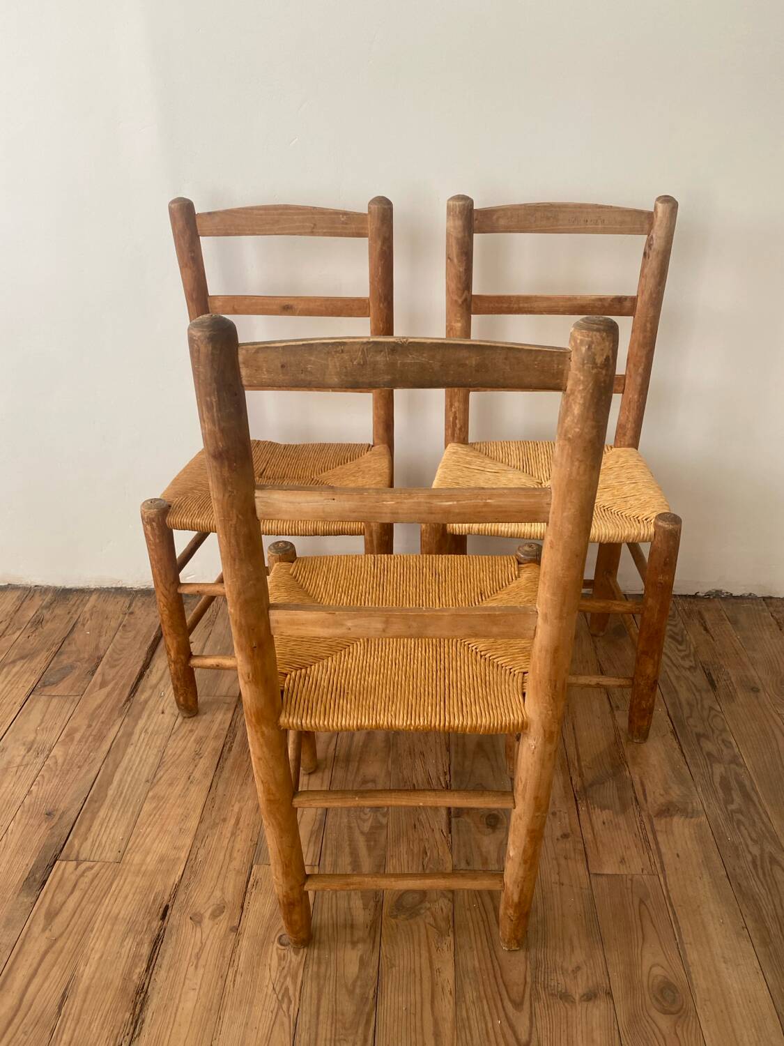 Lot de 6 chaises en orne et paille