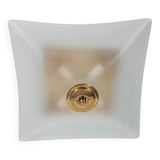 Plafonnier vintage années 60 en verre décoré design italien