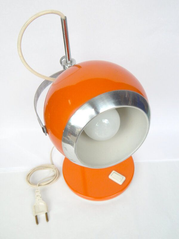 Eyeball floor lamp orange metal has ask ball space age of the 1970s