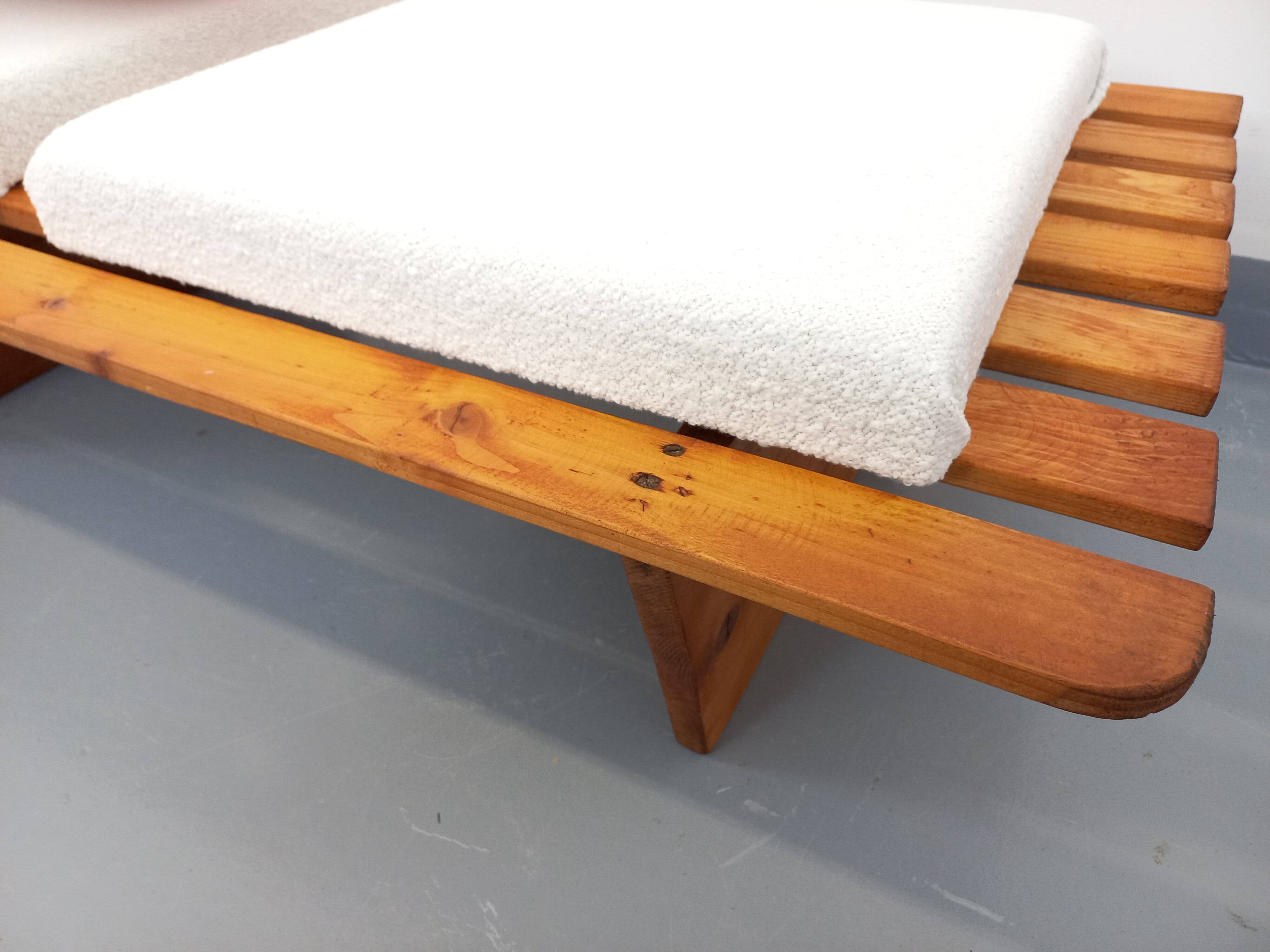 Pair of vintage  Perriand style  pine benches