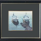 Two Framed Studies of Fishing Boats - Signed Bosch