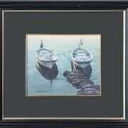 Deux Études Encadrées de Bateaux de Pêche - Signées Bosch
