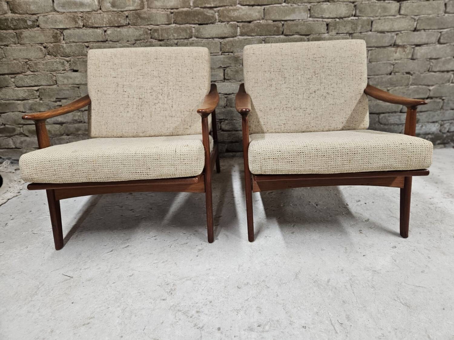 Pair of Scandinavian Danish teak armchairs 1960