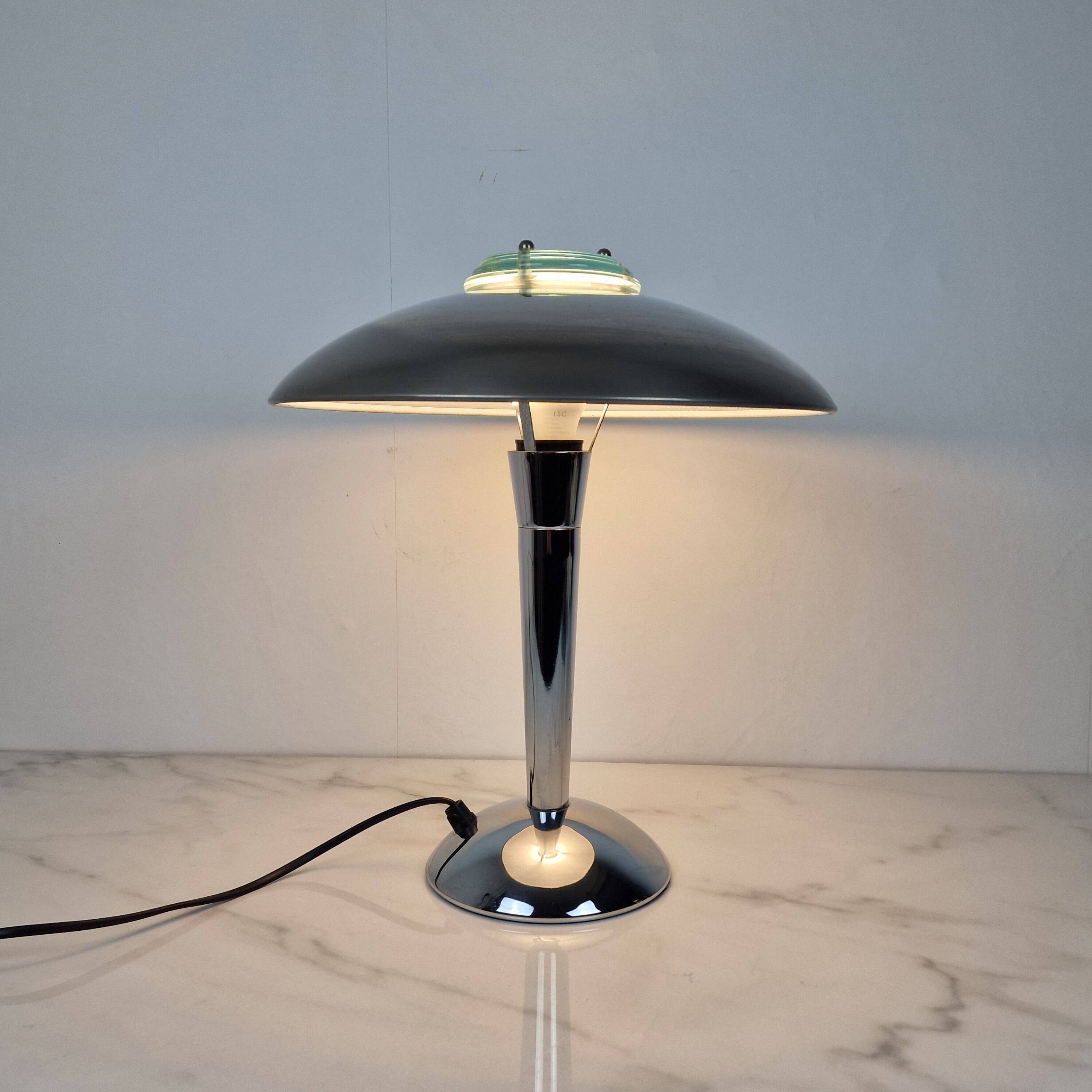 Vintage Chrome & Glass Table Lamp – Space Age Style