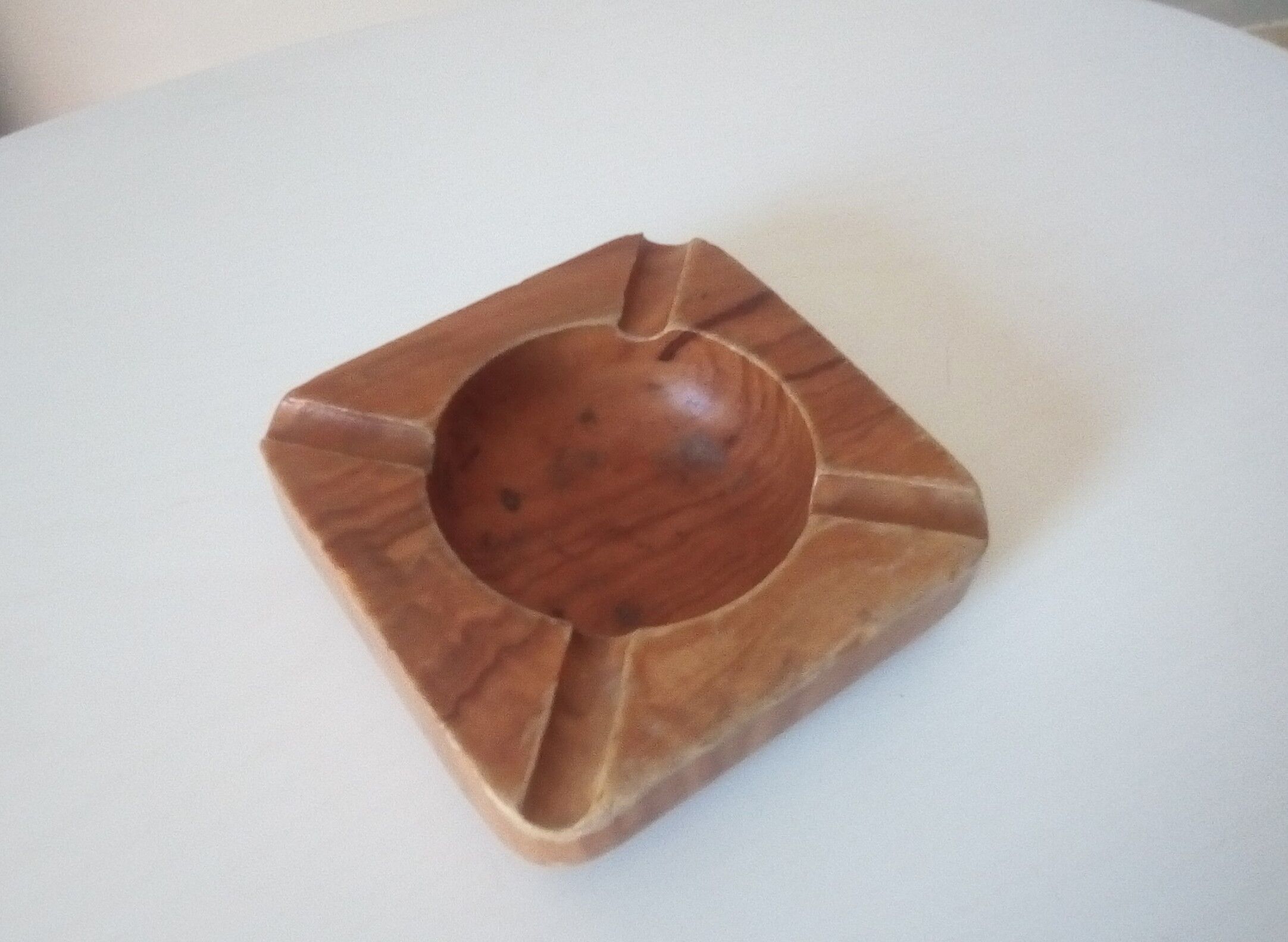 Vintage ashtray in olive wood