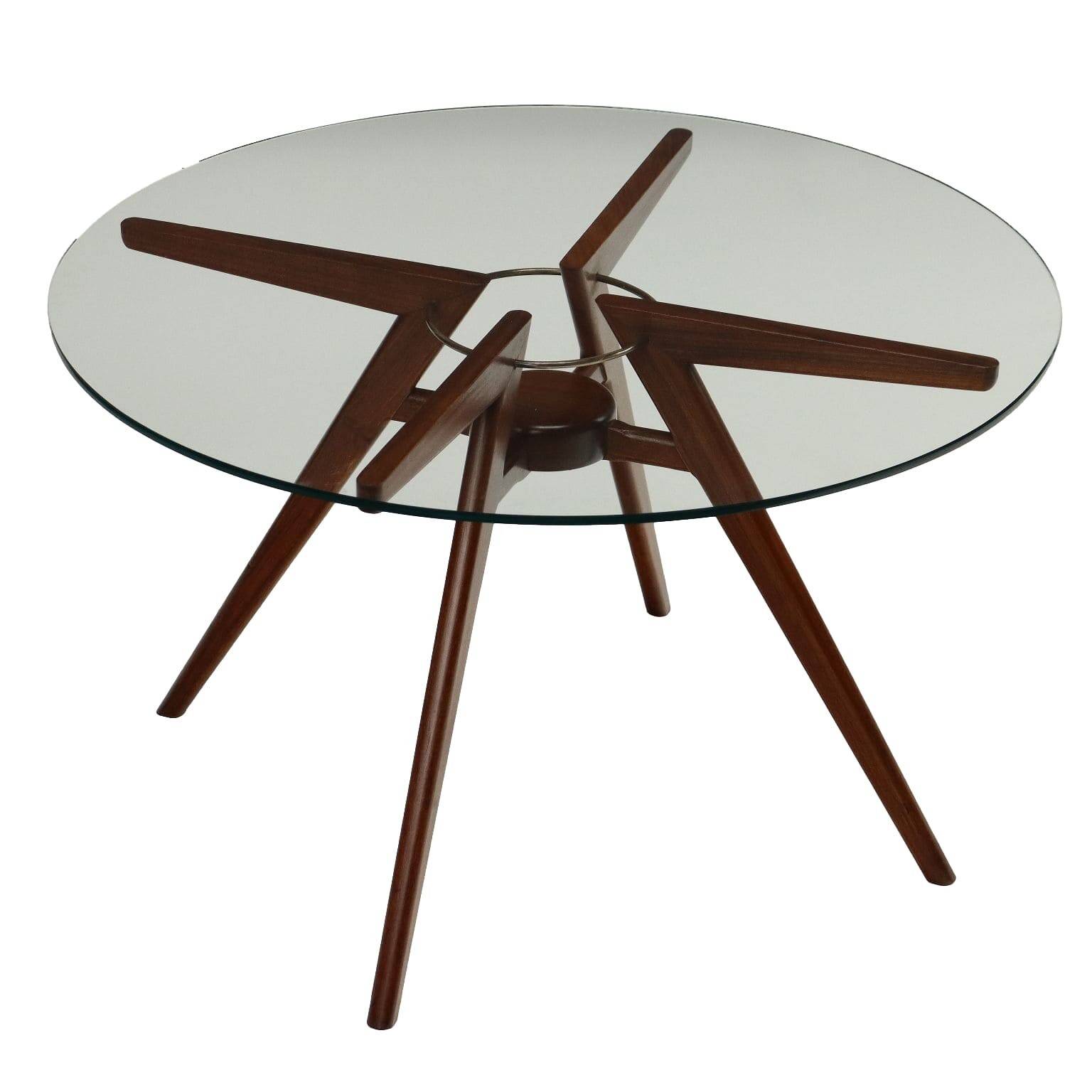 Vintage coffee table in beech and glass Argentina 1950s