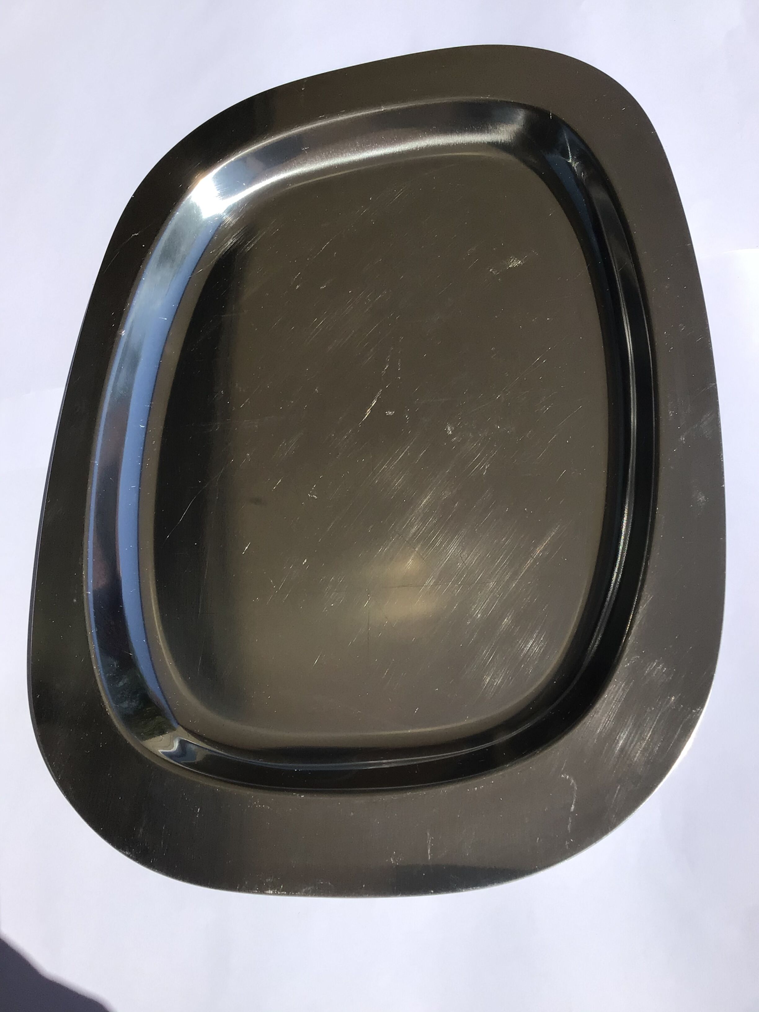 Scandinavian stainless steel tray rectangle rounded edges