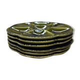 Set of 6 old vintage green ceramic Gien oyster plates