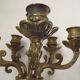 Pair Early 20th Century Rococo Revival Brass 5 Light Candle Wall Sconces
