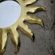 Vintage sun mirror in golden wood 60x60cm