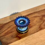 Blue and gold ceramic candle holder