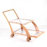 Wooden and glass serving trolley