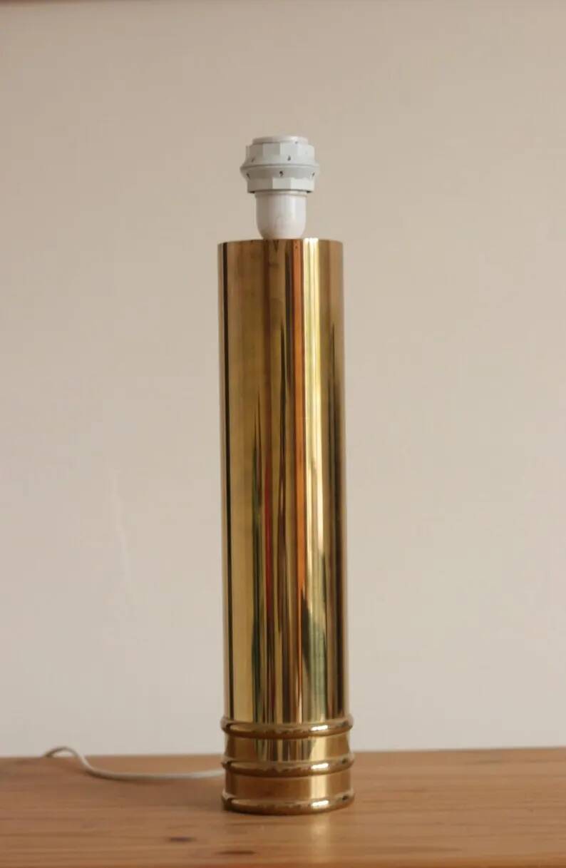1960's Mid Century Swedish Large Brass Table Lamp by Bergbom, Model B 010