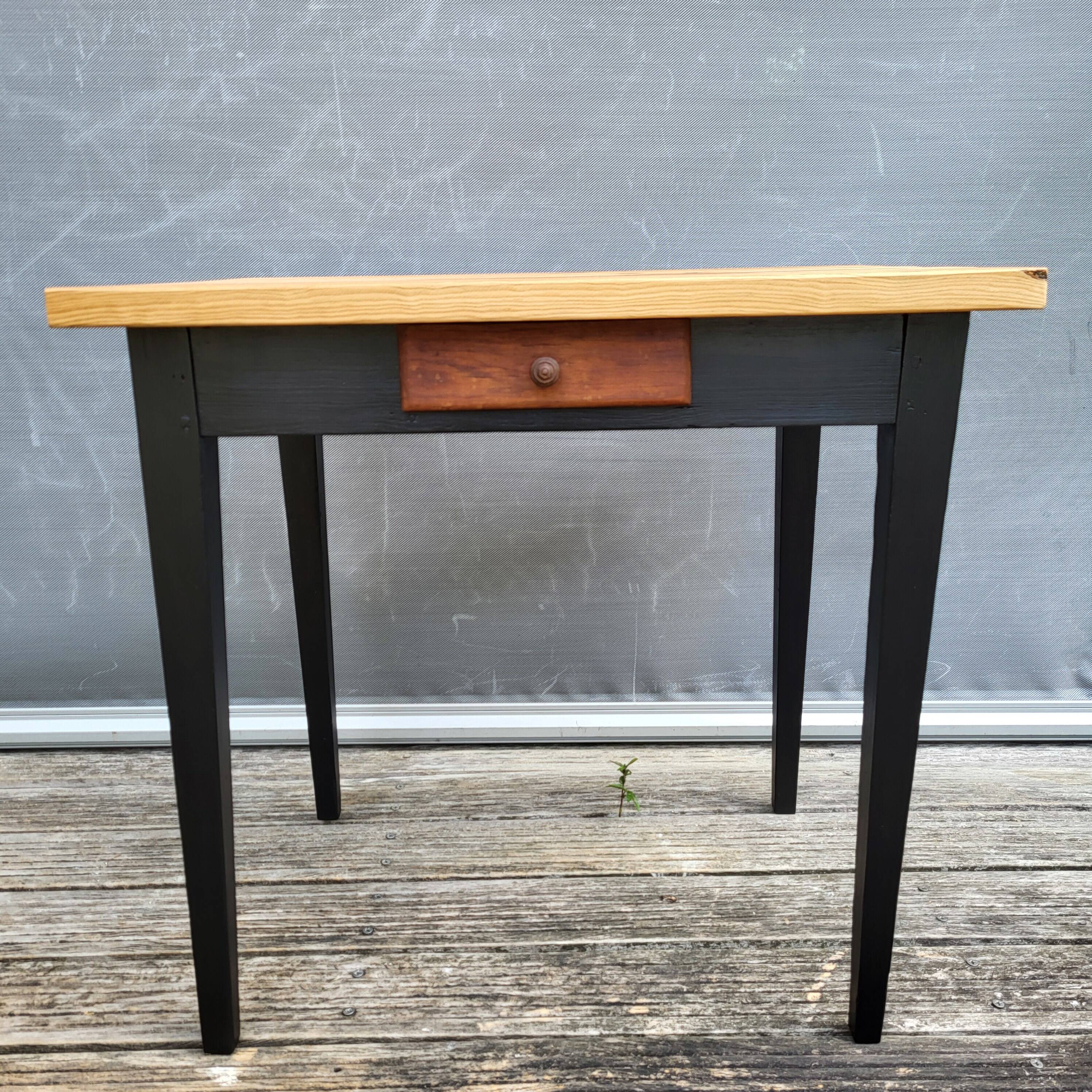 Petit bureau table d'appoint bicolore miel et noir