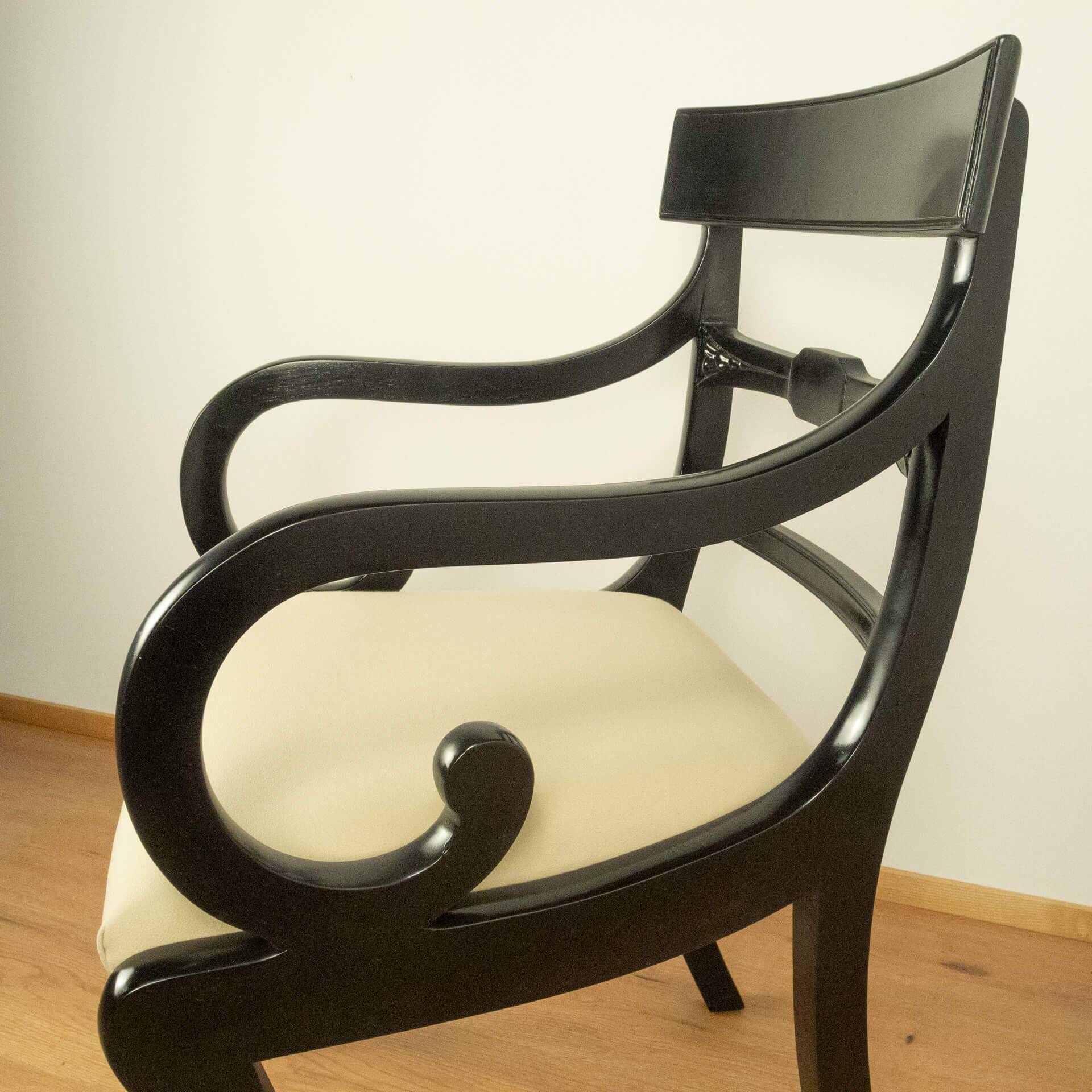 Armchair by G.T. Rackstraw, mahogany stained black, vintage from England