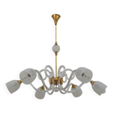 Lustre Art Déco en verre de Murano et laiton italien Ercole Barovier, années 1935