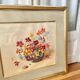 Grand tableau Aquarelle encadrées fin 19e siècle motif panier de fleurs