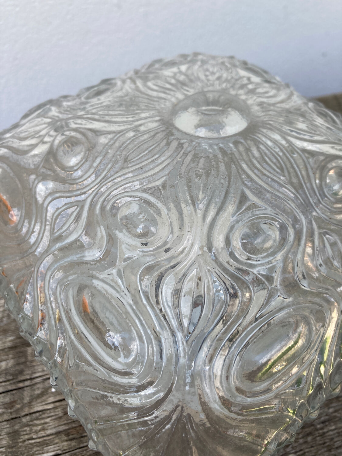 Square wall lamp in vintage transparent glass