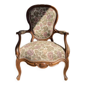 Antique Louis XV cabriolet armchair - floral fabric