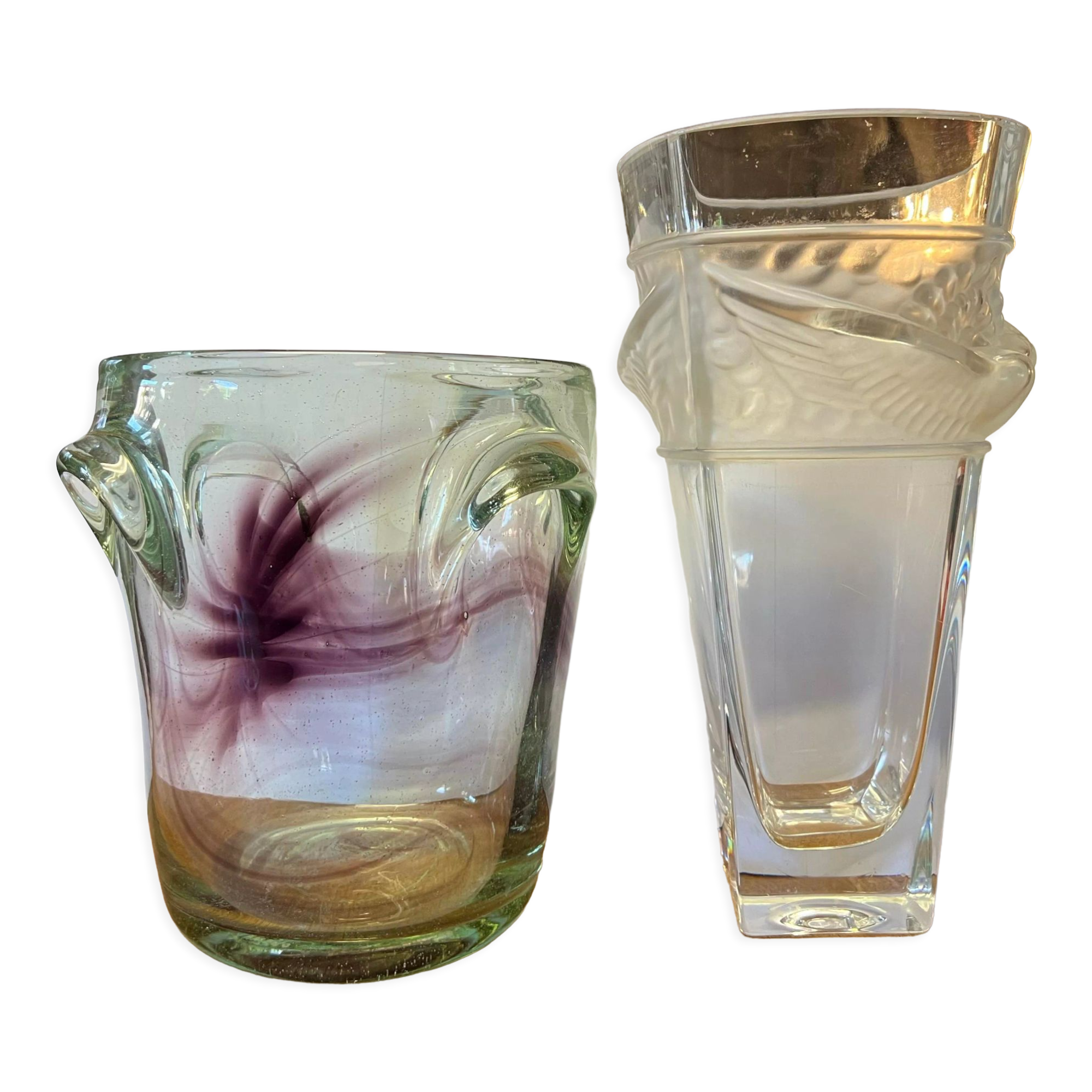 Portieux and Novaro: 2 large vases respectively stamped under the heel