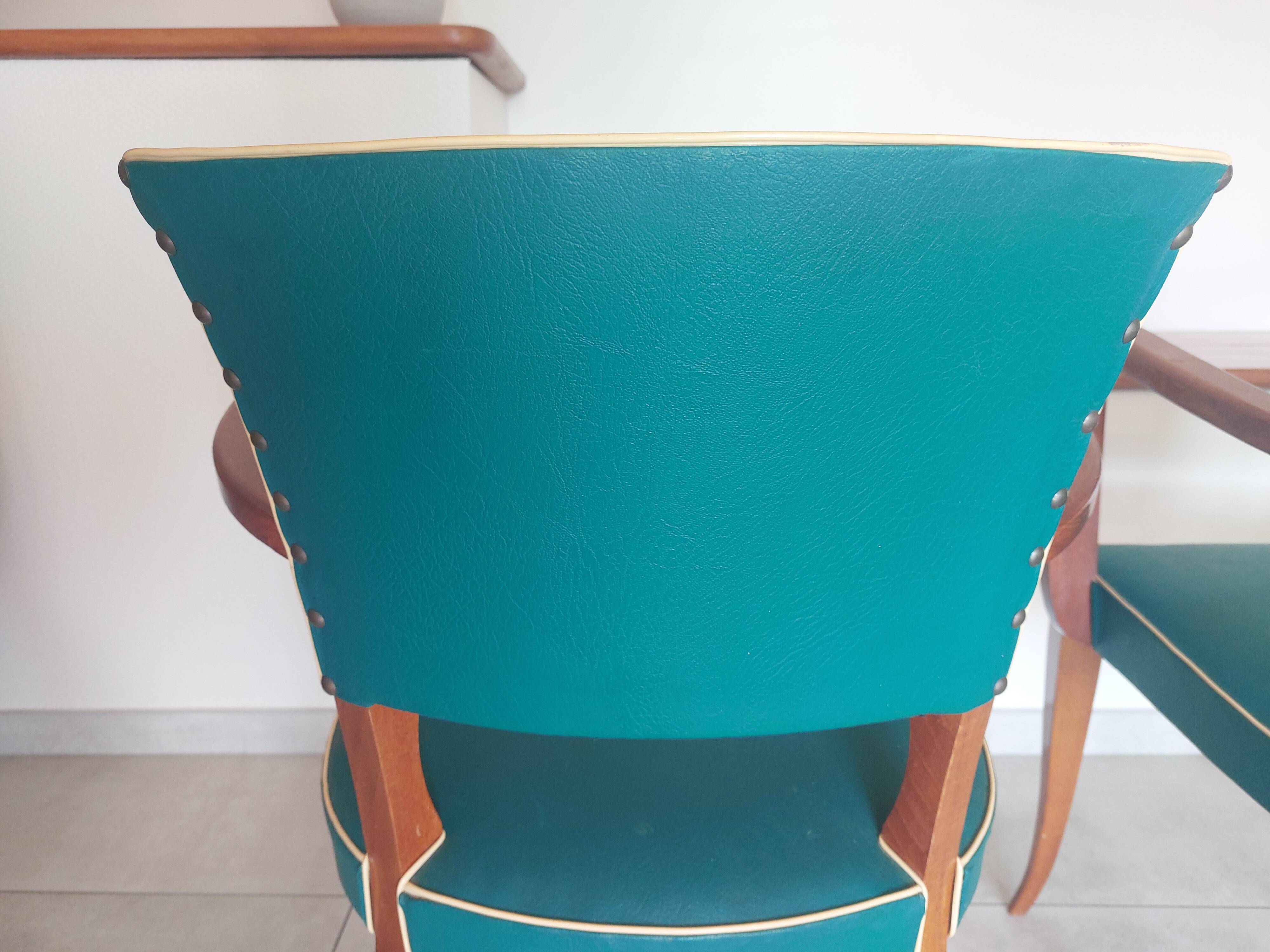 pair of green bridge armchairs