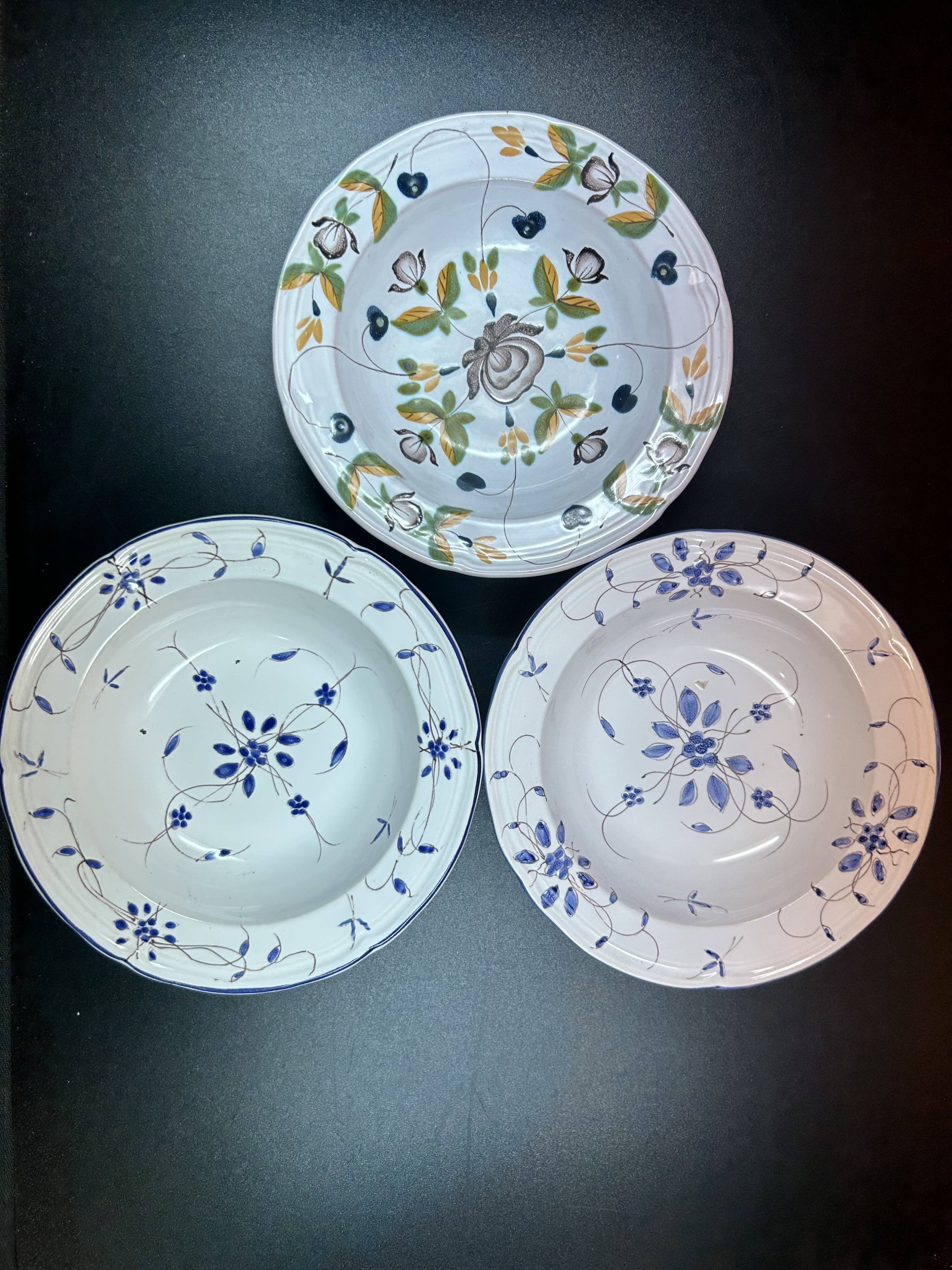 Set of 3 deep plates 19 cm in earthenware from MBFA Pornic model diff.