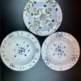 Set of 3 deep plates 19 cm in earthenware from MBFA Pornic model diff.