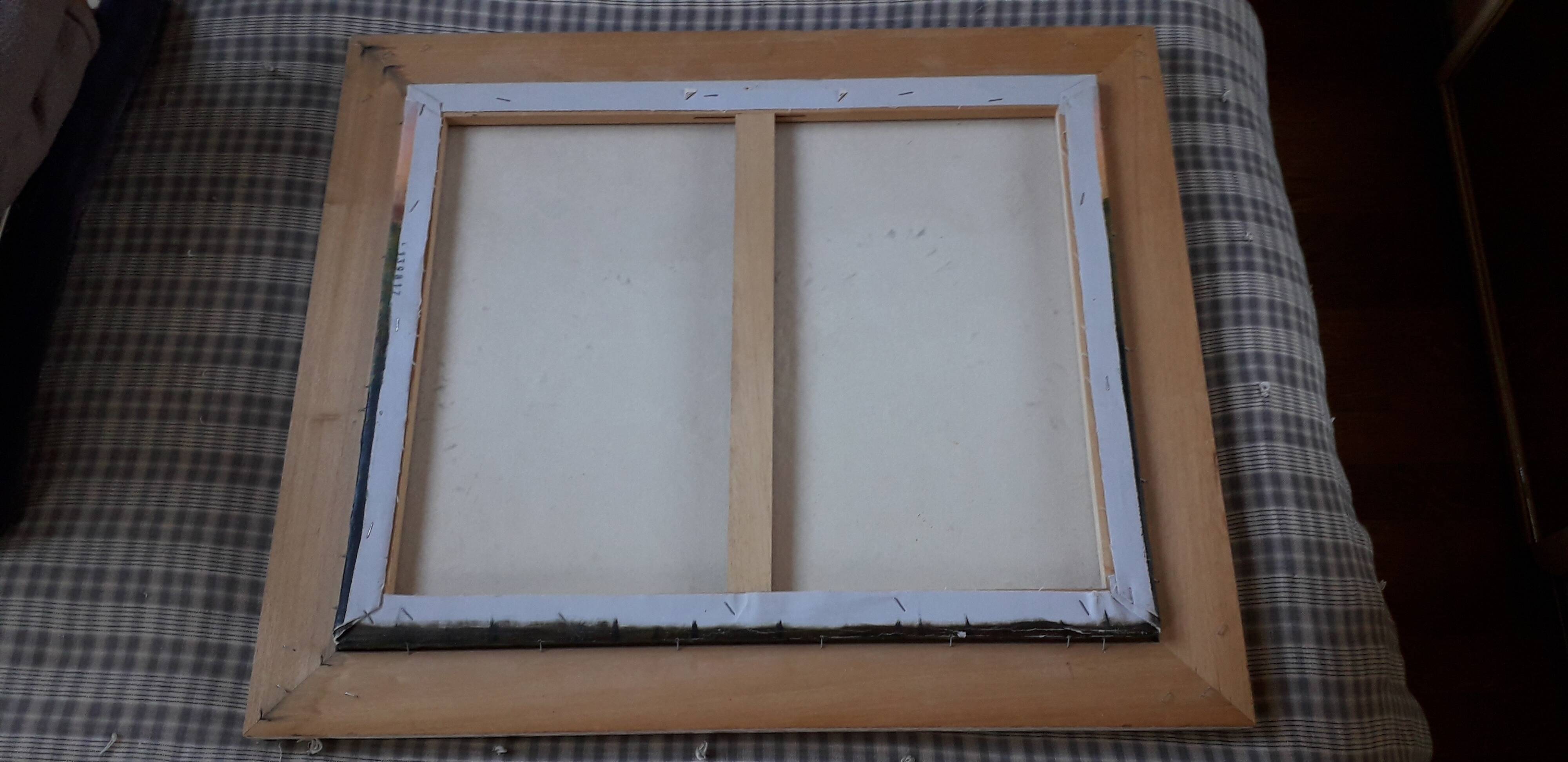 Old oil painting depicting a landscape of sunflowers