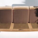 Danish Teak & Vintage Leather Convertible Sofa Bed 1960